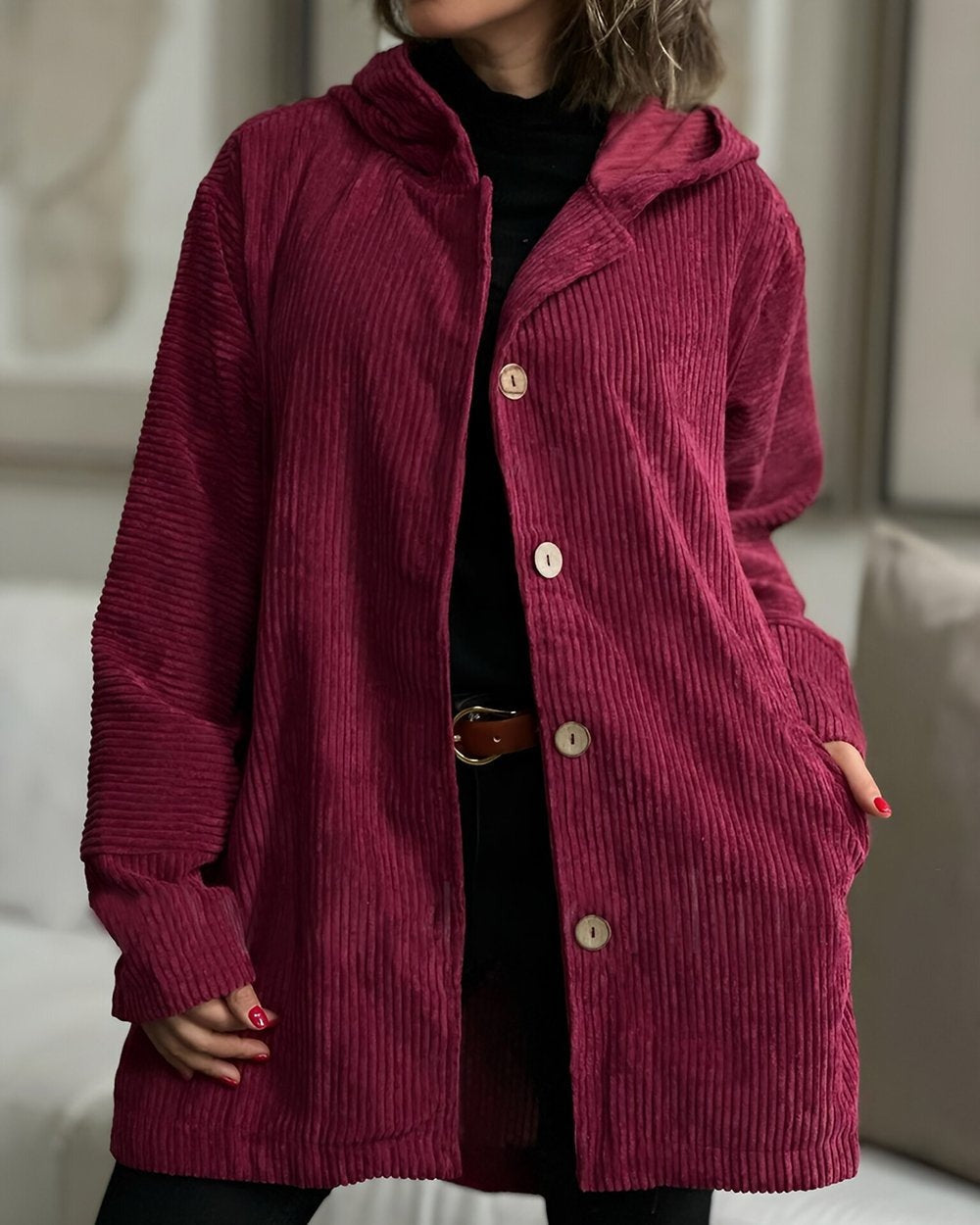 Cordjacke Damen Relaxed Fit Herbst & Winter Freizeit