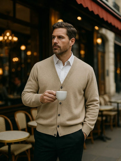 Cross & Crown 100% Merino Wool V-Neck Cardigan