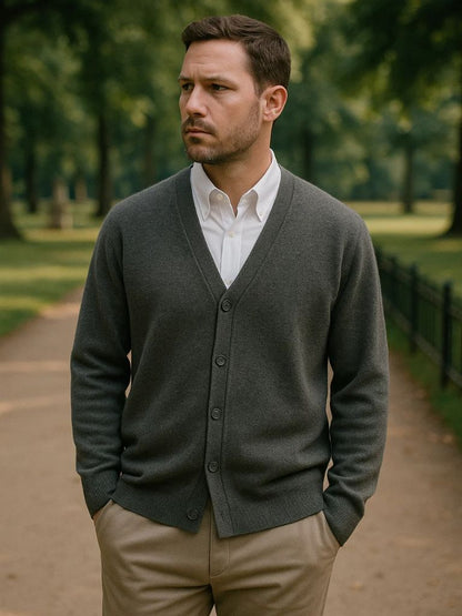 Cross & Crown 100% Merino Wool V-Neck Cardigan