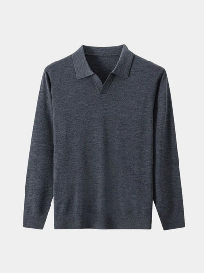 100% Wool V-Neck Folded Sweater - Cross & Crown