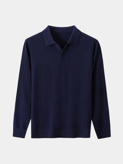 100% Wool V-Neck Folded Sweater - Cross & Crown