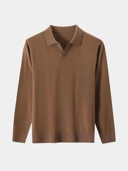 100% Wool V-Neck Folded Sweater - Cross & Crown