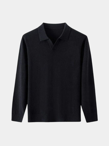 100% Wool V-Neck Folded Sweater - Cross & Crown