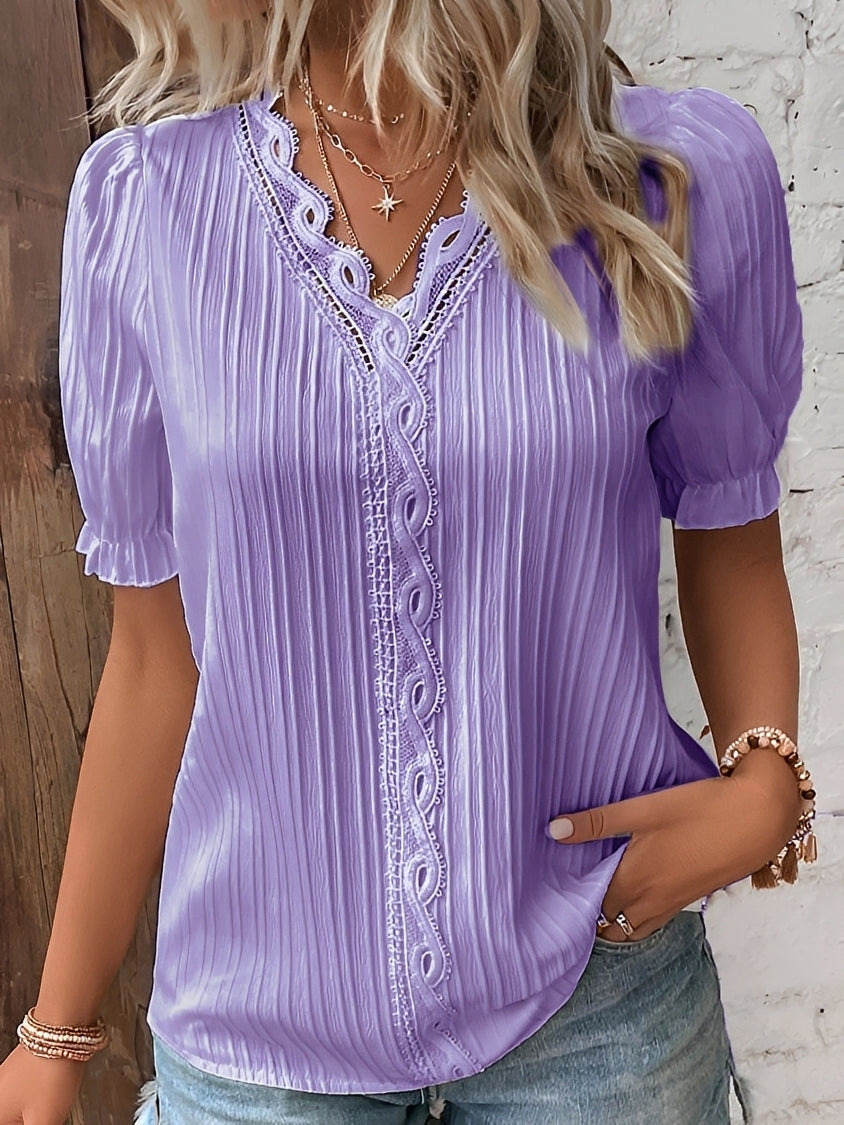 Bluse Damen Modern V-Ausschnitt Casual Regular Fit