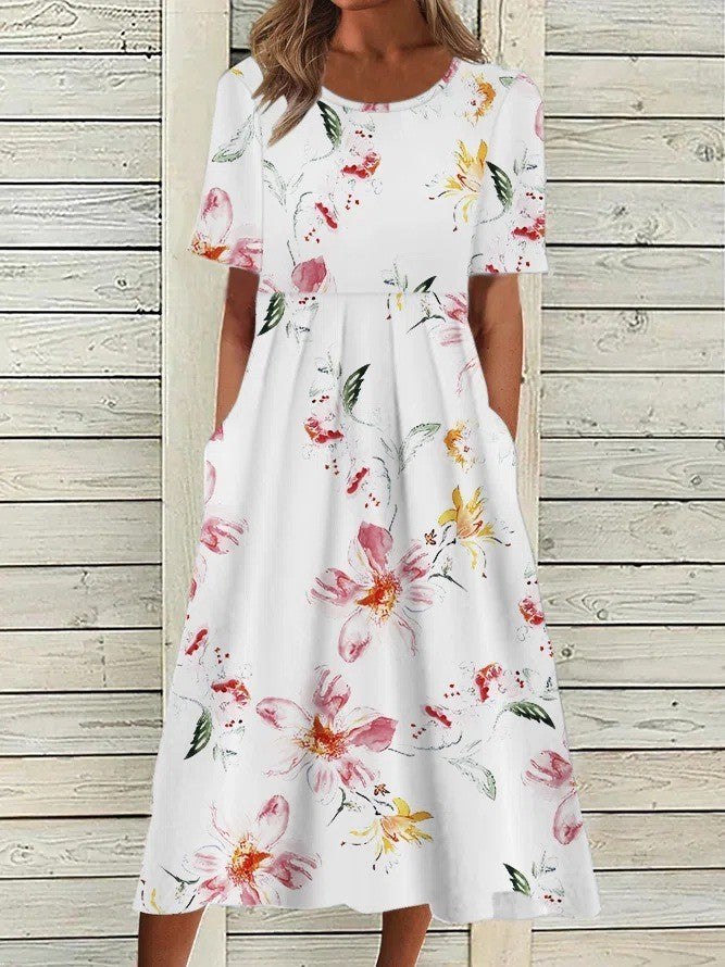 Midi Kleid Damen Relaxed Fit Freizeit