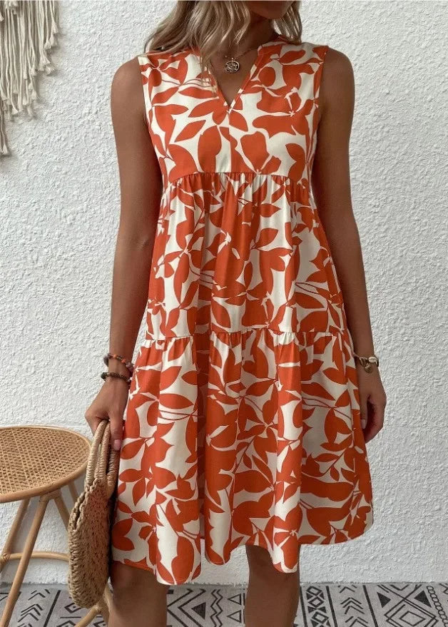 Sommerkleid Damen Leicht V-Ausschnitt Freizeit
