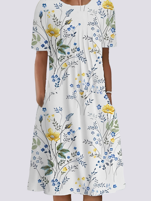 Kleid Damen Locker Floral Freizeit Sommer