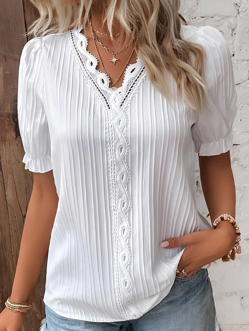 Bluse Damen Modern V-Ausschnitt Casual Regular Fit