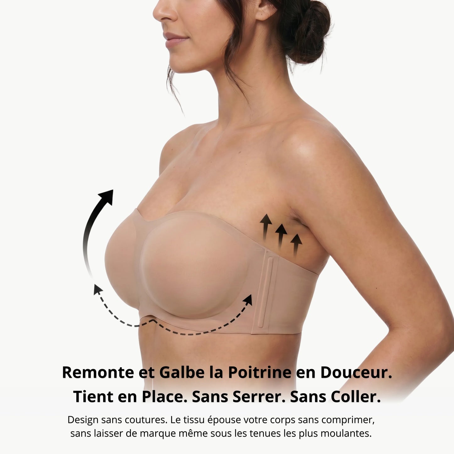 Trägerloser BH Damen Komfortabler Bügellos Push-up Abnehmbare Träger