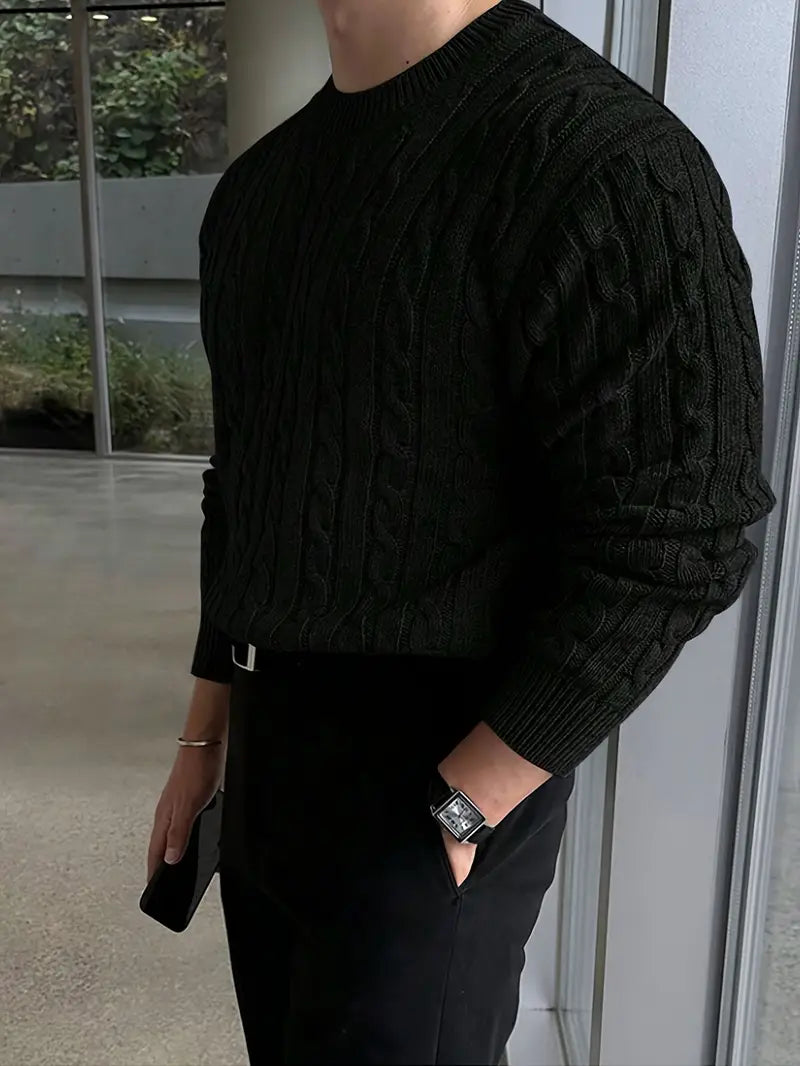 Mergim Lässiger Strickpullover Mit Langen Ärmeln