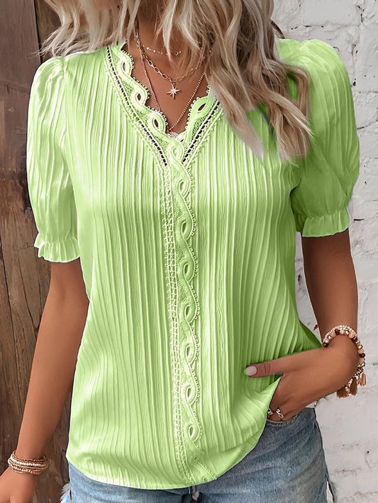 Bluse Damen Modern V-Ausschnitt Casual Regular Fit