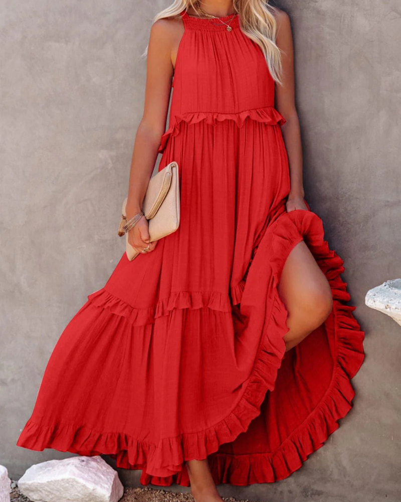 Maxikleid Damen Fließend Figurbetont Sommer Elegant
