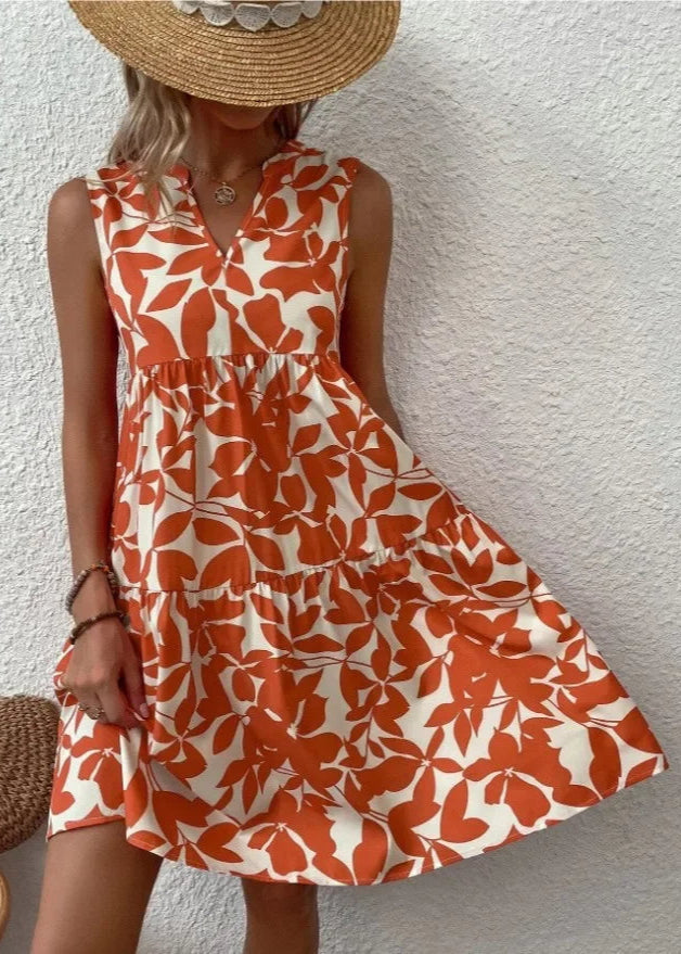 Sommerkleid Damen Leicht V-Ausschnitt Freizeit