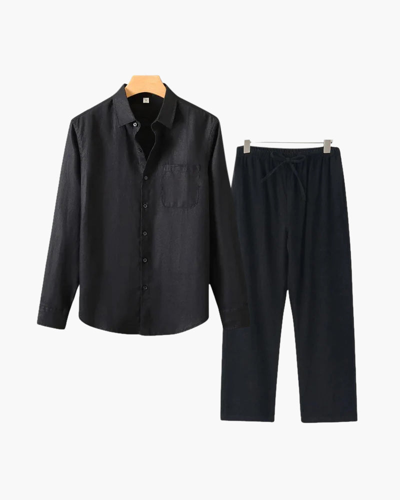 Langarmshirt Herren Set I Zweiteiler Leicht Oversize Casual