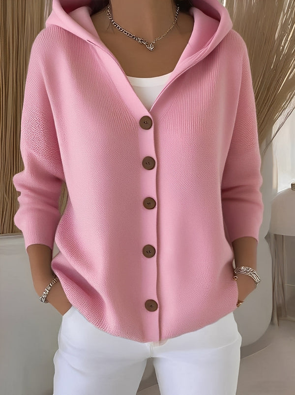 Damen Strickjacke mit Kapuze im lockeren Schnitt