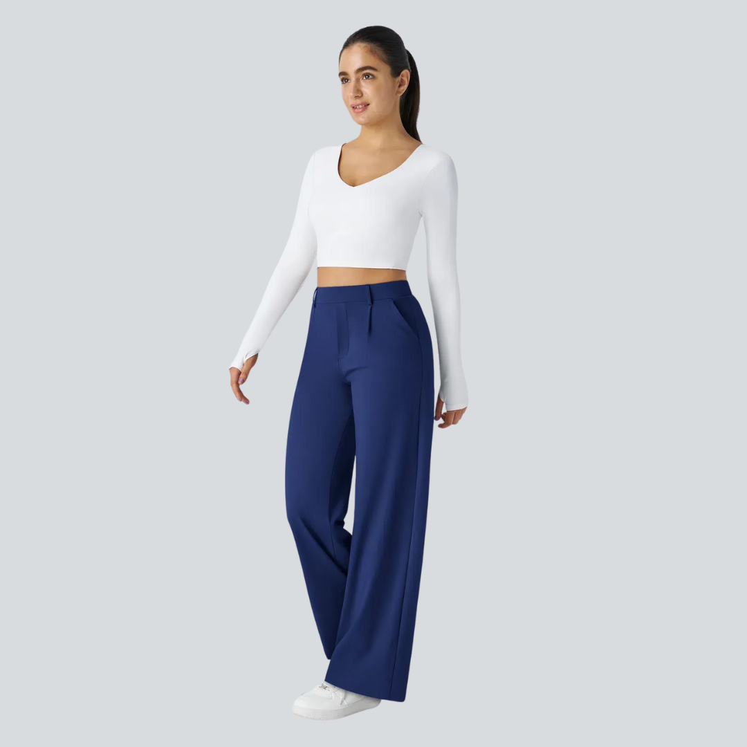 Hose Damen Fließend Hohe Taille Freizeit & Elegant