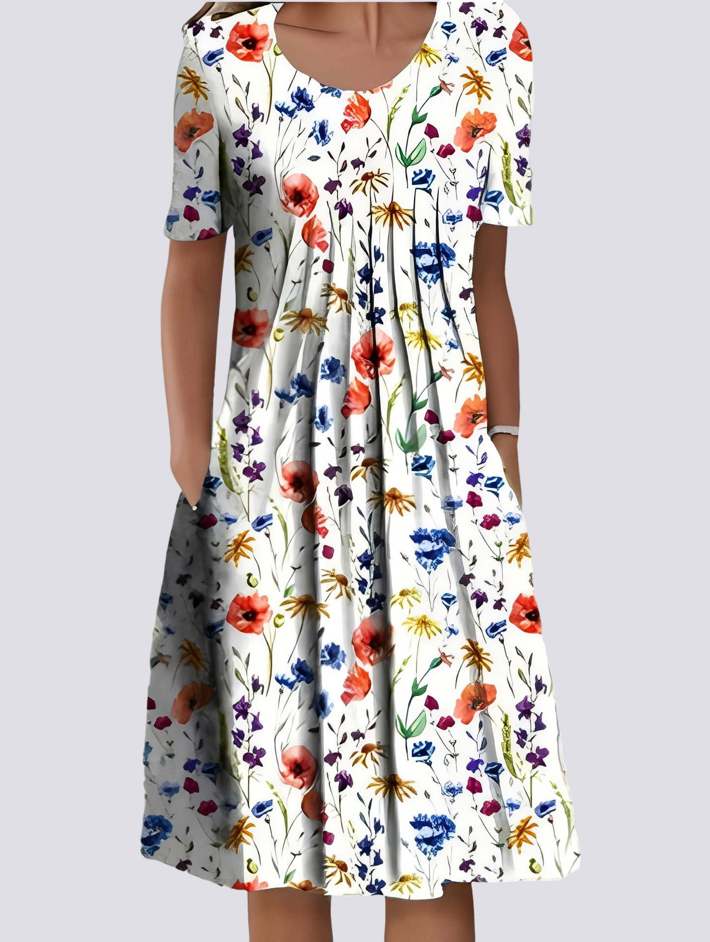 Kleid Damen Locker Floral Freizeit Sommer