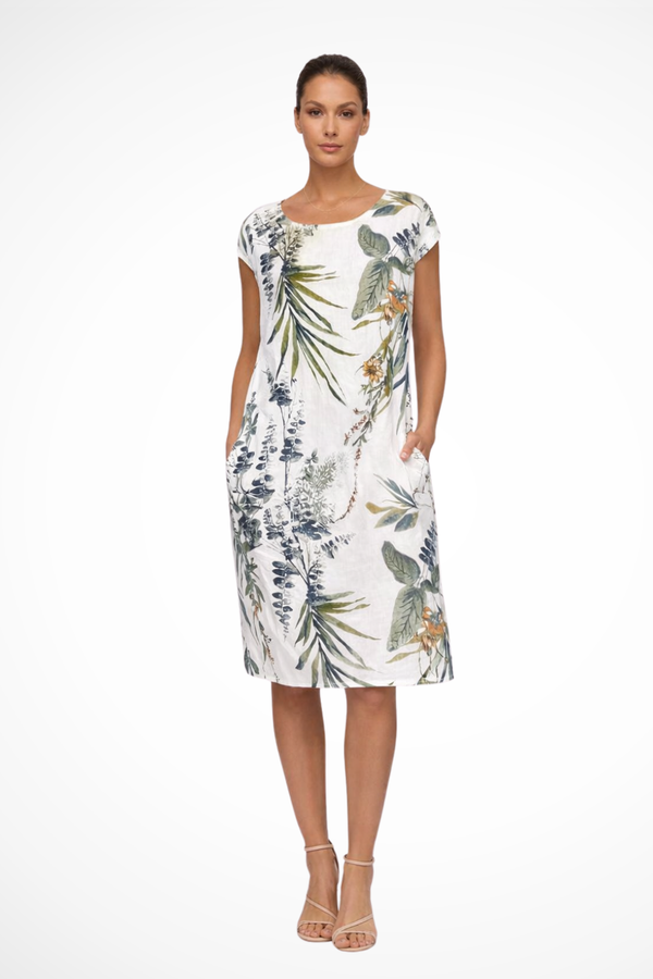 Women's botanical summer dress in a casual cut with side pockets