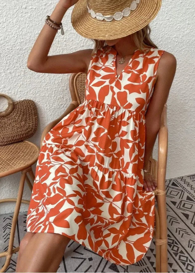 Sommerkleid Damen Leicht V-Ausschnitt Freizeit