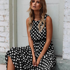 Sommerkleid Damen Elegant Ärmellos Pünktchen Freizeit