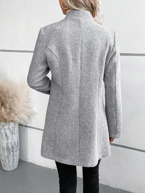 Überwurf Damen Kragenlos Langarm Elegant Casual