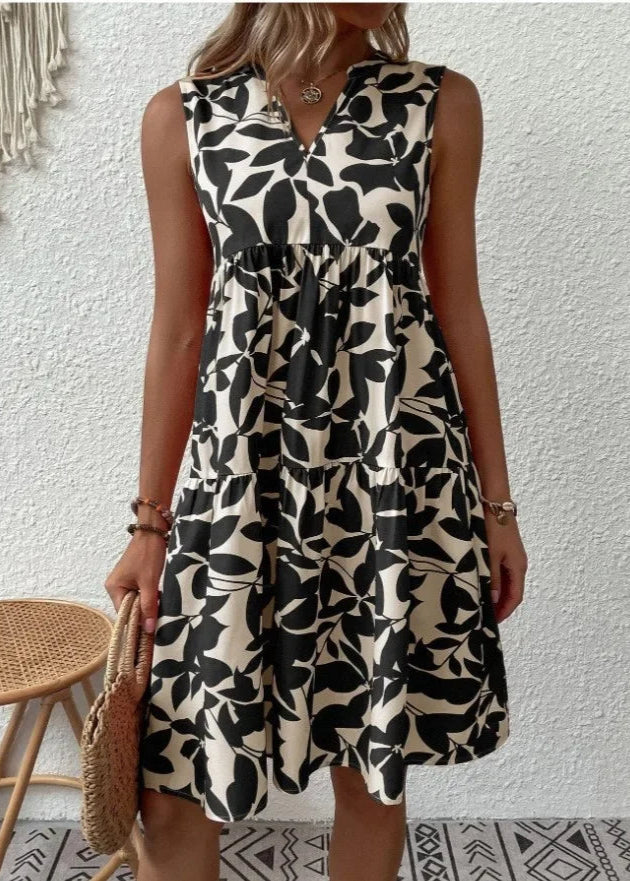 Sommerkleid Damen Leicht V-Ausschnitt Freizeit