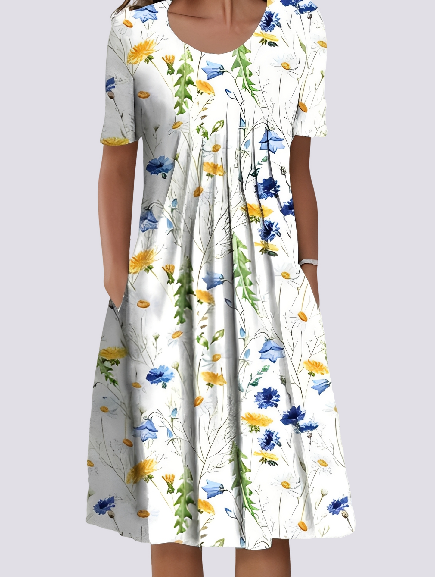 Kleid Damen Locker Floral Freizeit Sommer