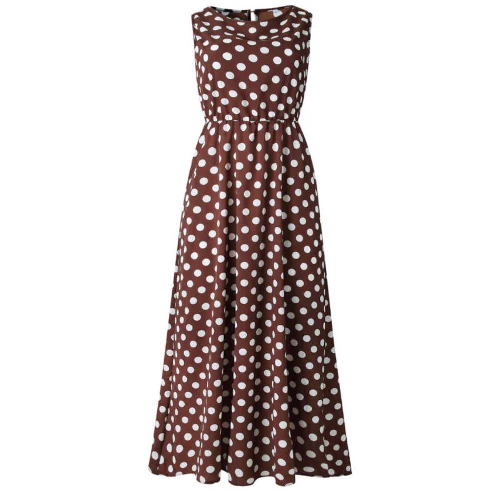 Sommerkleid Damen Elegant Ärmellos Pünktchen Freizeit