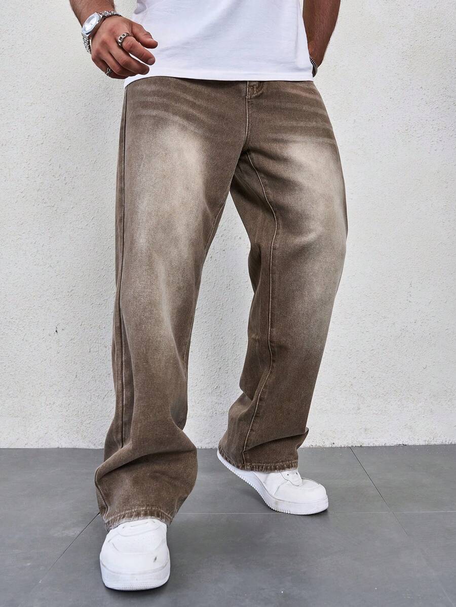 Jeans Herren Baggy Cargo Dunkel Casual Alltag