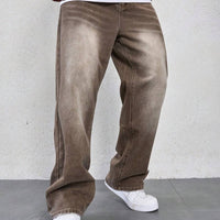 Jeans Herren Baggy Cargo Dunkel Casual Alltag
