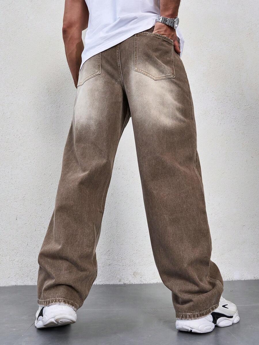 Jeans Herren Baggy Cargo Dunkel Casual Alltag