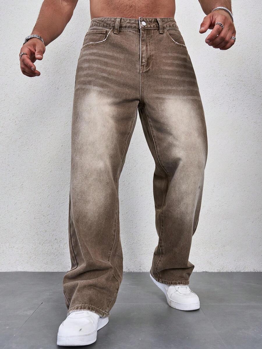 Jeans Herren Baggy Cargo Dunkel Casual Alltag