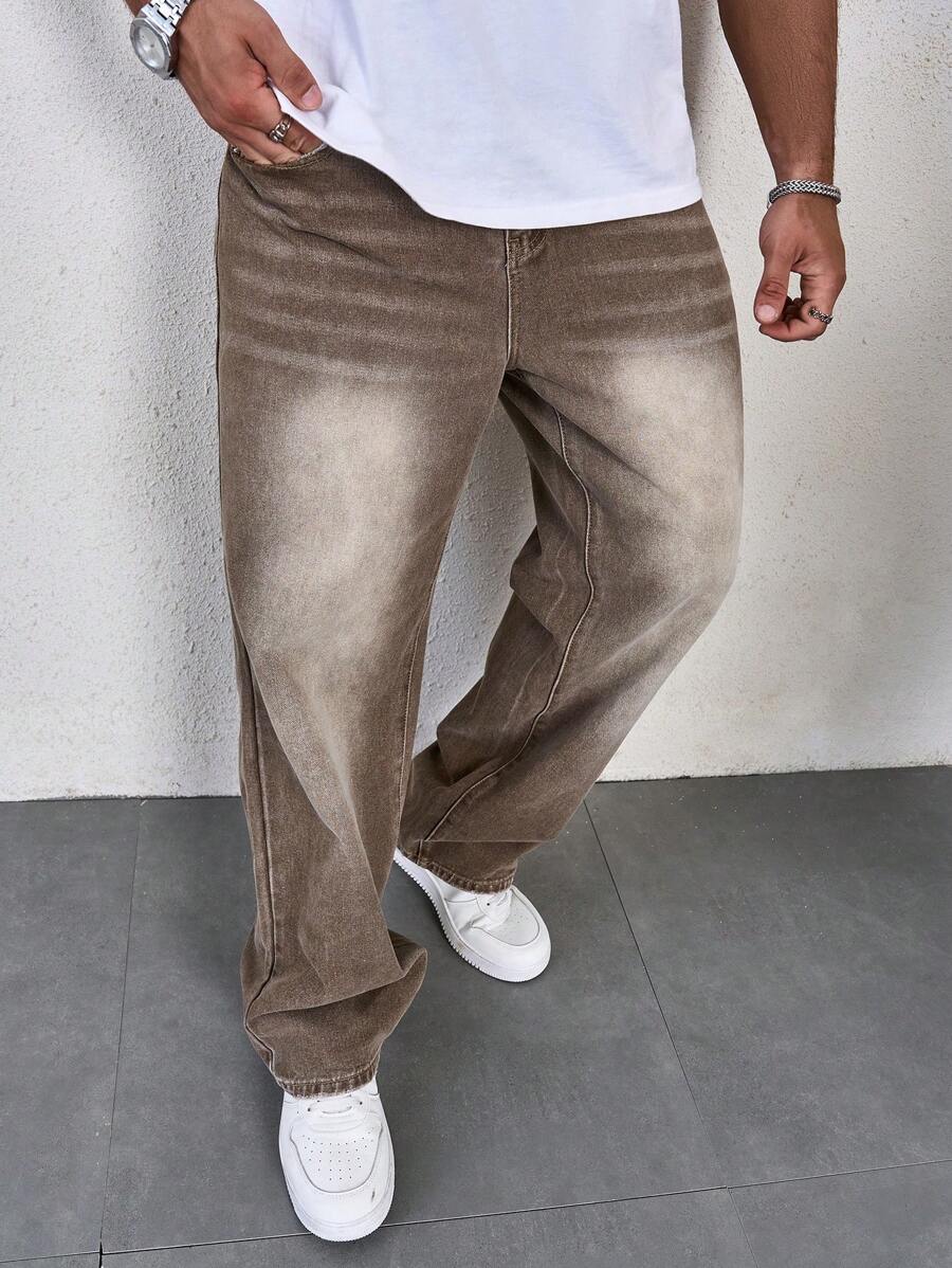Jeans Herren Baggy Cargo Dunkel Casual Alltag