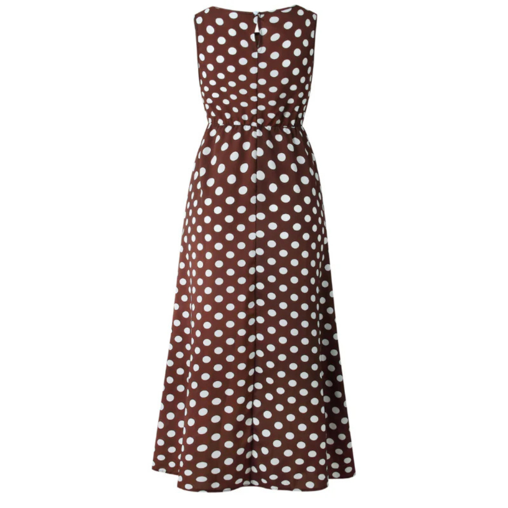 Sommerkleid Damen Elegant Ärmellos Pünktchen Freizeit