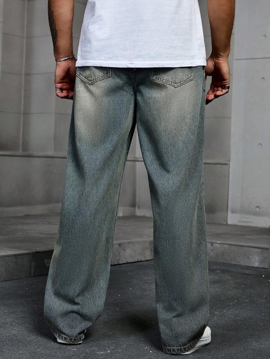 Jeans Herren Baggy Cargo Dunkel Casual Alltag
