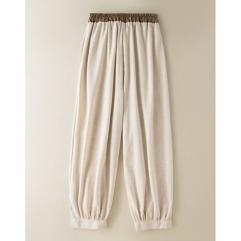 Einfarbige Sarouelhose für Damen mit Kordelzug und Taschen, lässig und bequem