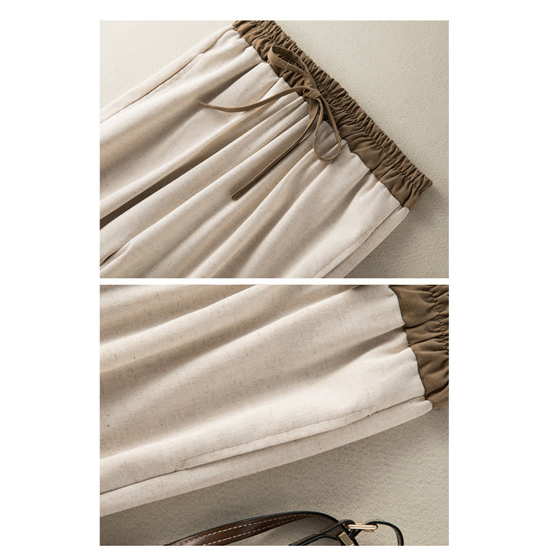 Einfarbige Sarouelhose für Damen mit Kordelzug und Taschen, lässig und bequem