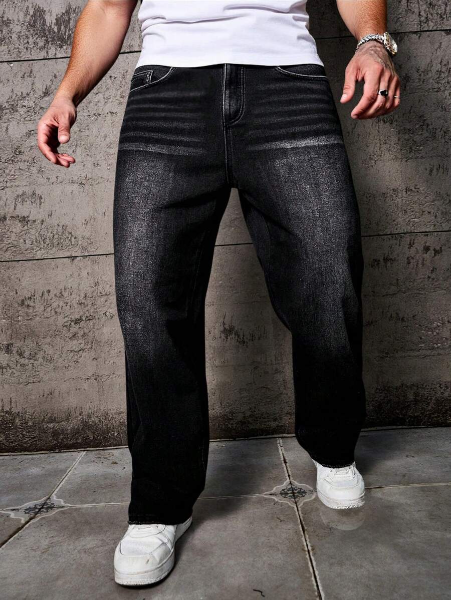 Jeans Herren Baggy Cargo Dunkel Casual Alltag