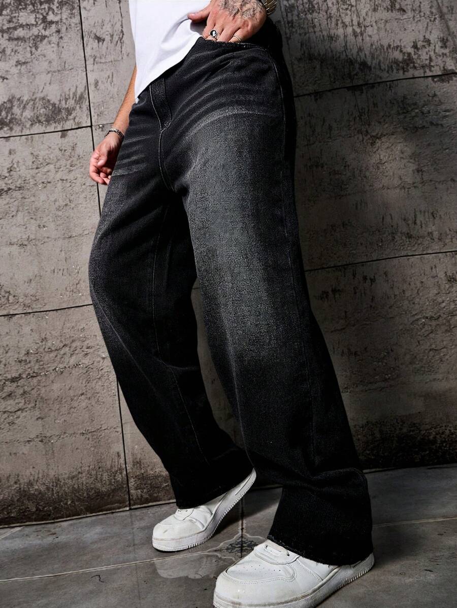 Jeans Herren Baggy Cargo Dunkel Casual Alltag