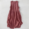 Damen Ärmelloses Midi Kleid Regular Fit Casual mit Karomuster und Taschen