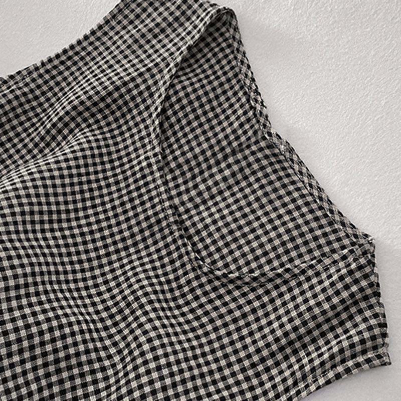 Damen Ärmelloses Midi Kleid Regular Fit Casual mit Karomuster und Taschen