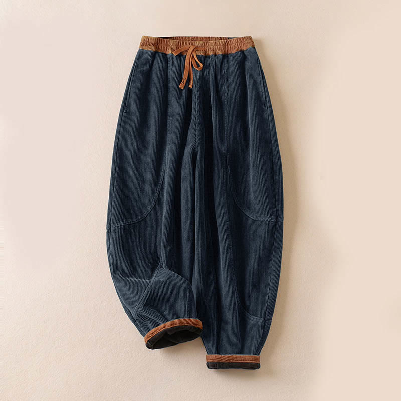 Damen Haremshose Relaxed Fit Freizeit mit Thermo-Fleece und Taschen
