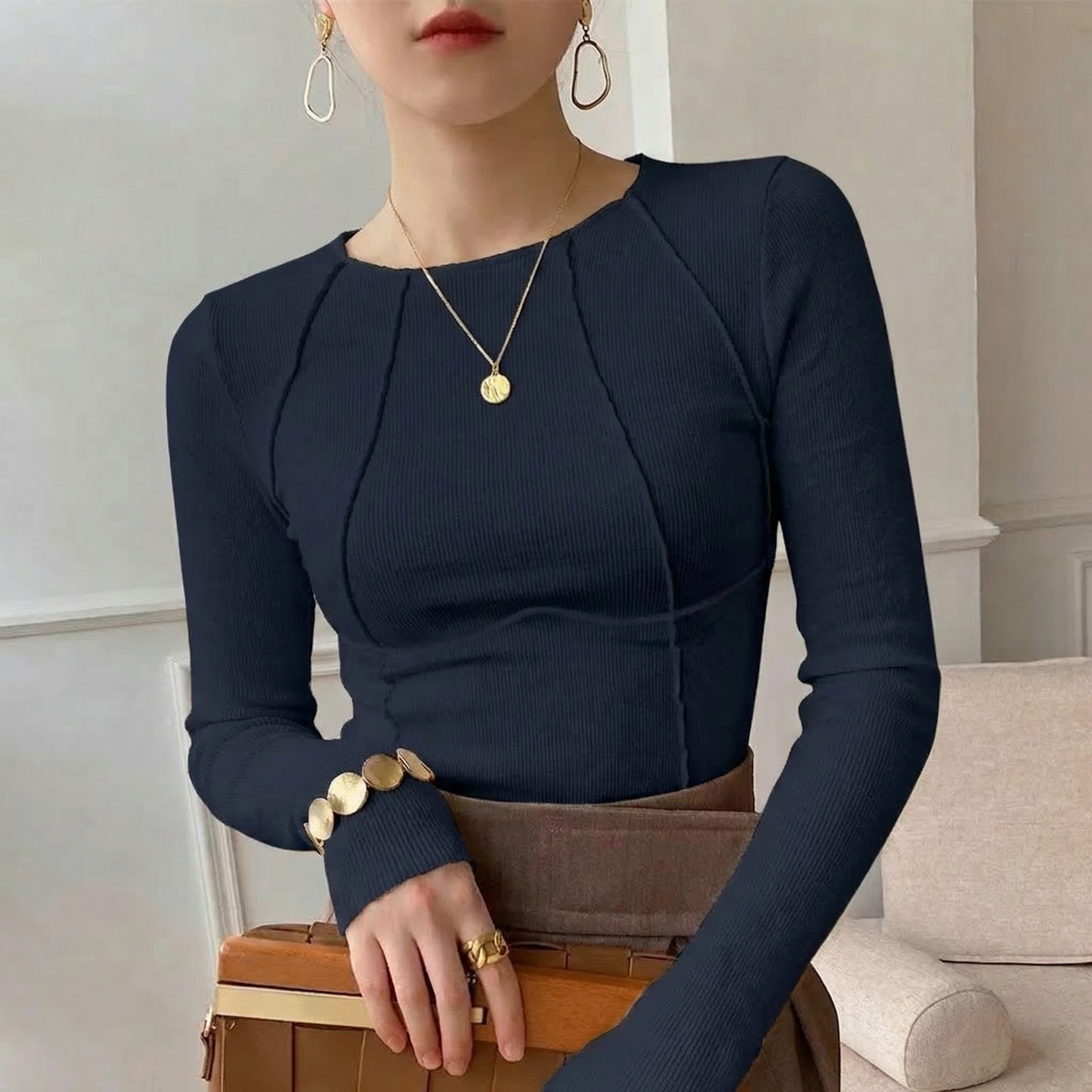 Ripp-Top Damen Weich Elegant Minimalistisch