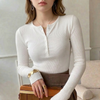 Henley Damen Leicht Gerippt Sommer Casual