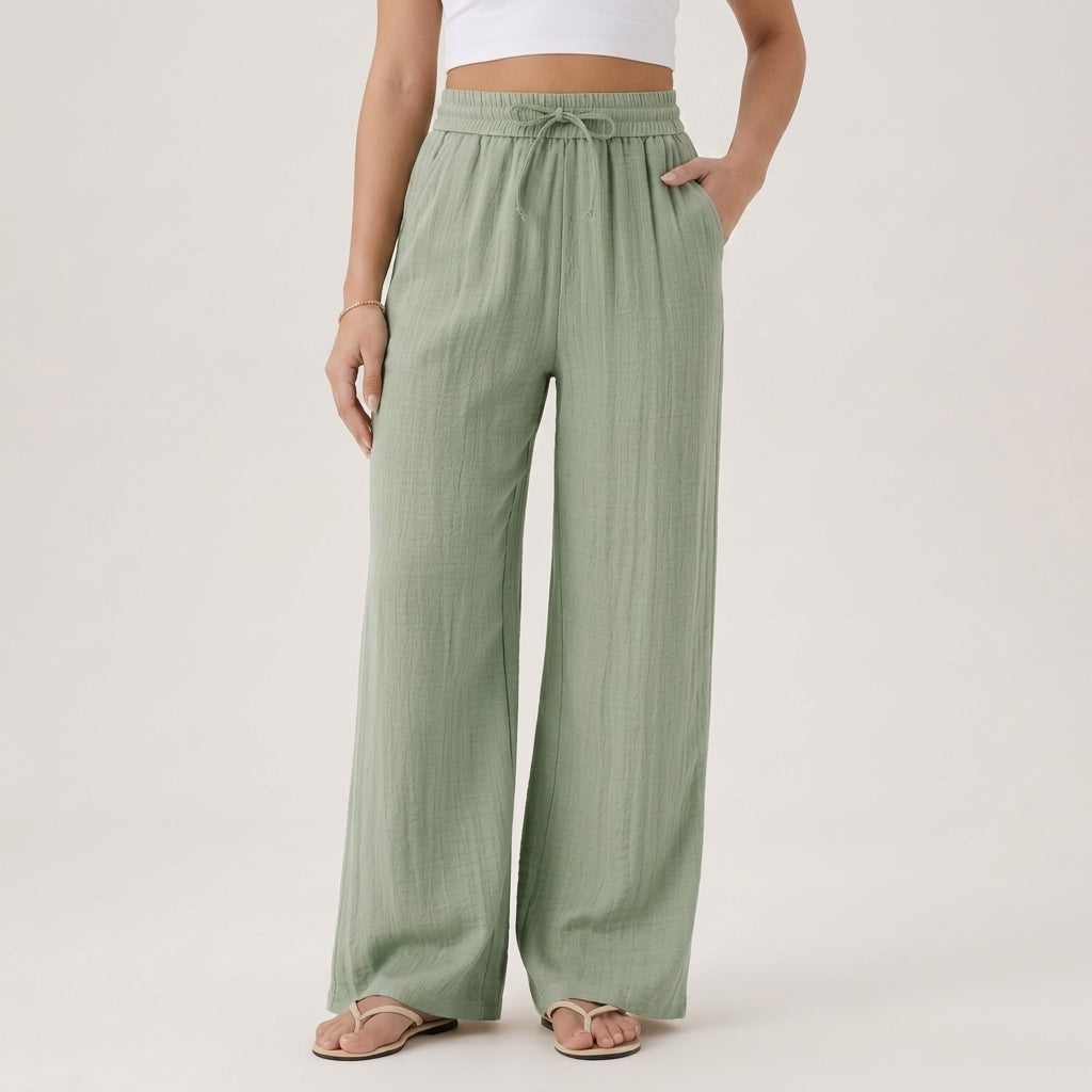 Hose Damen Weit Bein Sommer Casual Relaxed Fit