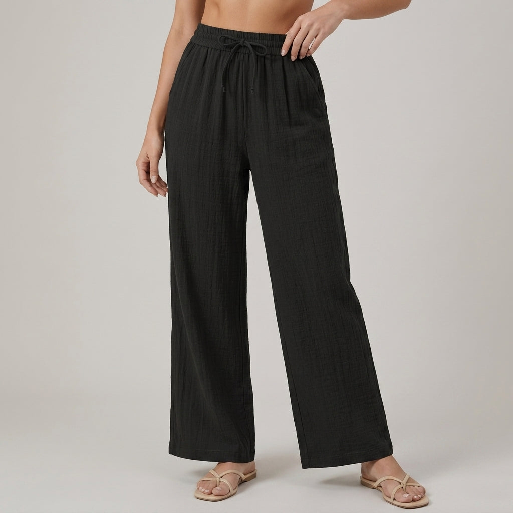 Hose Damen Weit Bein Sommer Casual Relaxed Fit