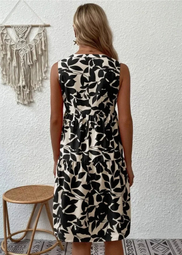 Sommerkleid Damen Leicht V-Ausschnitt Freizeit