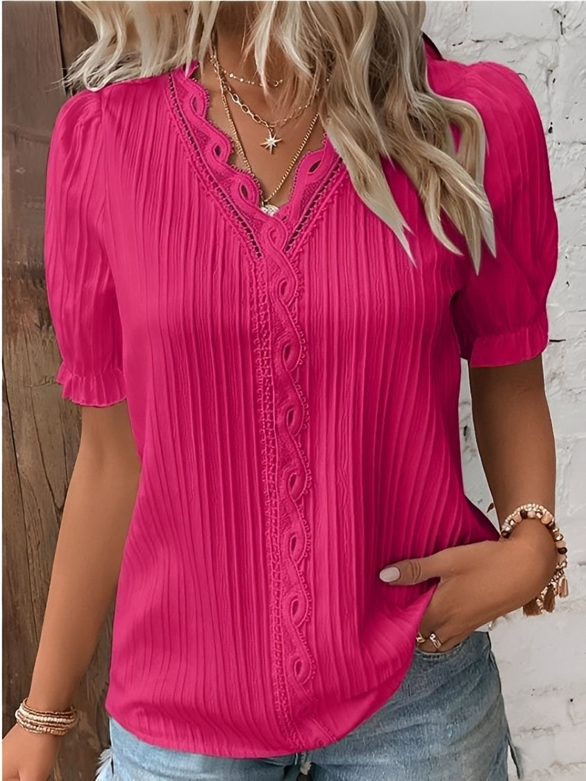 Bluse Damen Modern V-Ausschnitt Casual Regular Fit