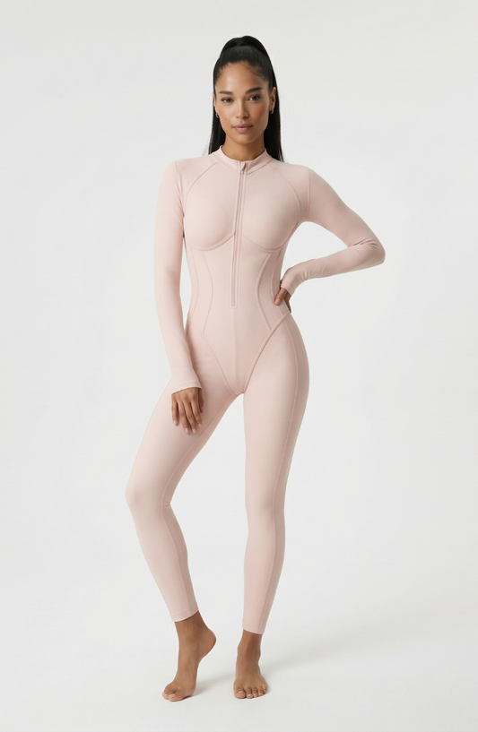 Geformter Jumpsuit aus Stretchstoff in Pink für Damen
