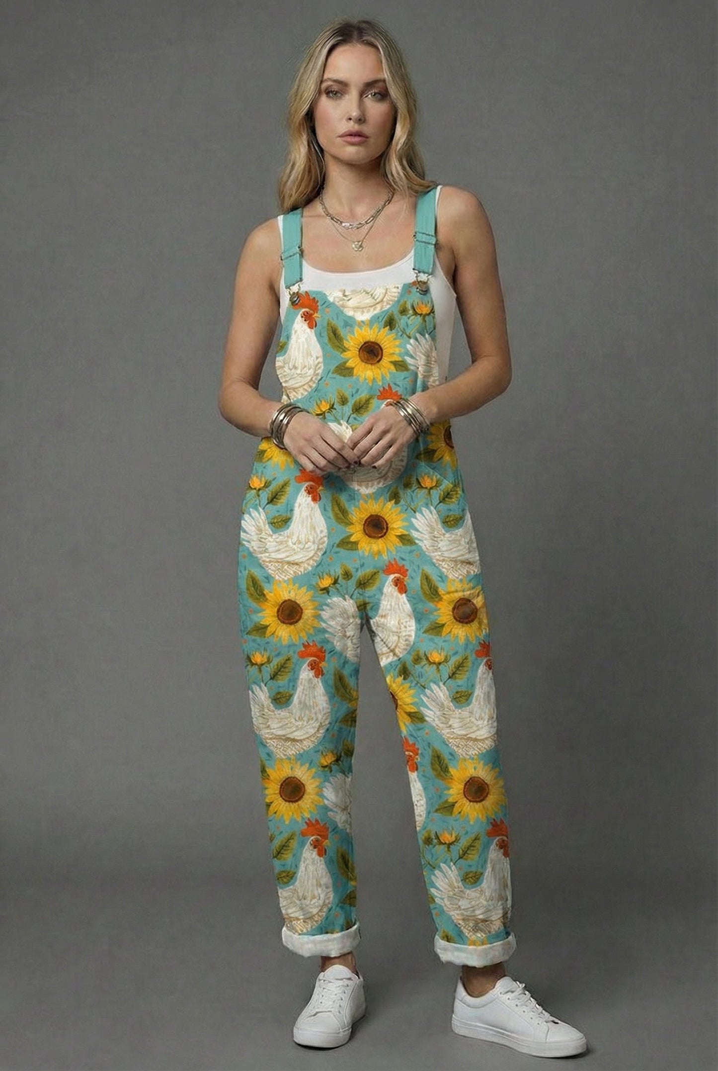 Jumpsuit Damen Relaxed Fit Sommer Casual mit floralem Print